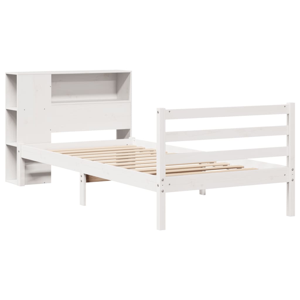 Bookcase Bed without Mattress White 90x200 cm Solid Wood Pine